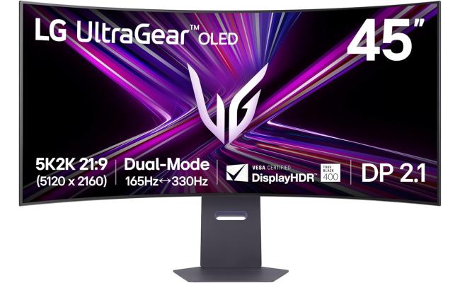 LG 45GX950A-B UltraGear™ 45” OLED 5K2K WUHD Gaming Monitor – 165Hz / 330Hz Dual Mode, 0.03 ms, G-SYNC & FreeSync Premium Pro